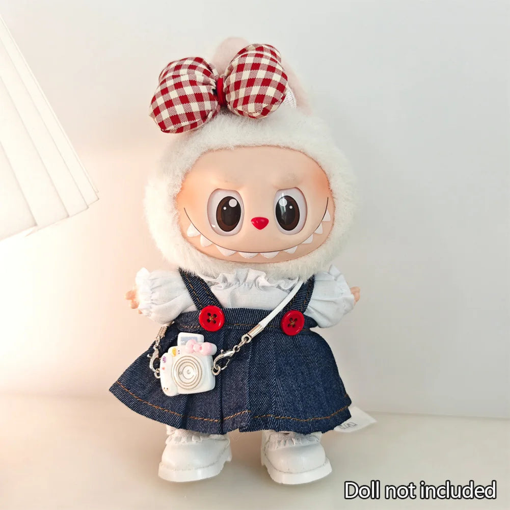 17cm Mini Plush Doll'S Clothes Outfit Accessories For Korea Kpop Exo Labubu Idol V1 V2 Strap skirt set Clothing Gift