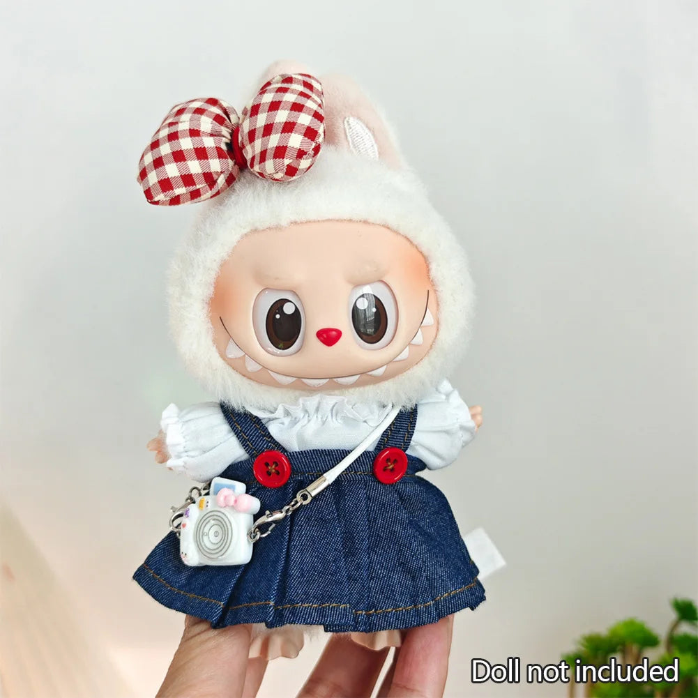 17cm Mini Plush Doll'S Clothes Outfit Accessories For Korea Kpop Exo Labubu Idol V1 V2 Strap skirt set Clothing Gift