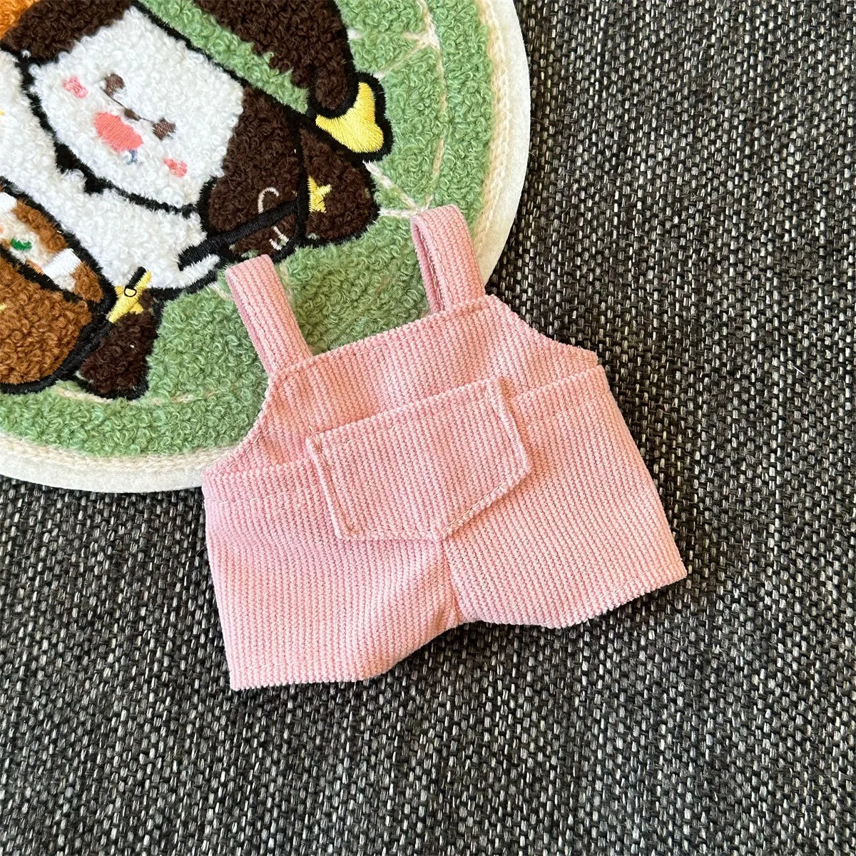 For 15cm cute mini labubu clothes Kawaii Cartoon Bib Pants With matching shoes Labubu Accessories